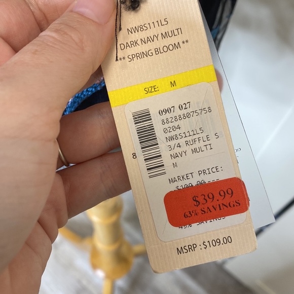 Nanette Lepore Spring Bloom Dark Navy Multi Floral Embroidered Ruffle Blouse M - Picture 3 of 6